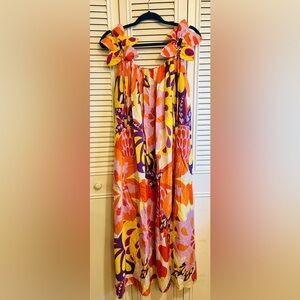 FARM Rio Pink Orange Yellow Floral Maxi Dress